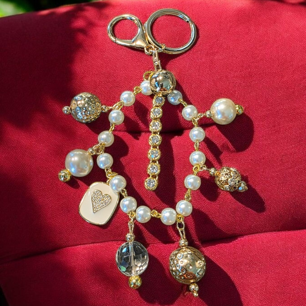 SALE!! Gold and Pearl Handbag Charms/Keychain